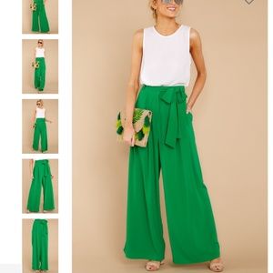 green wide leg pant